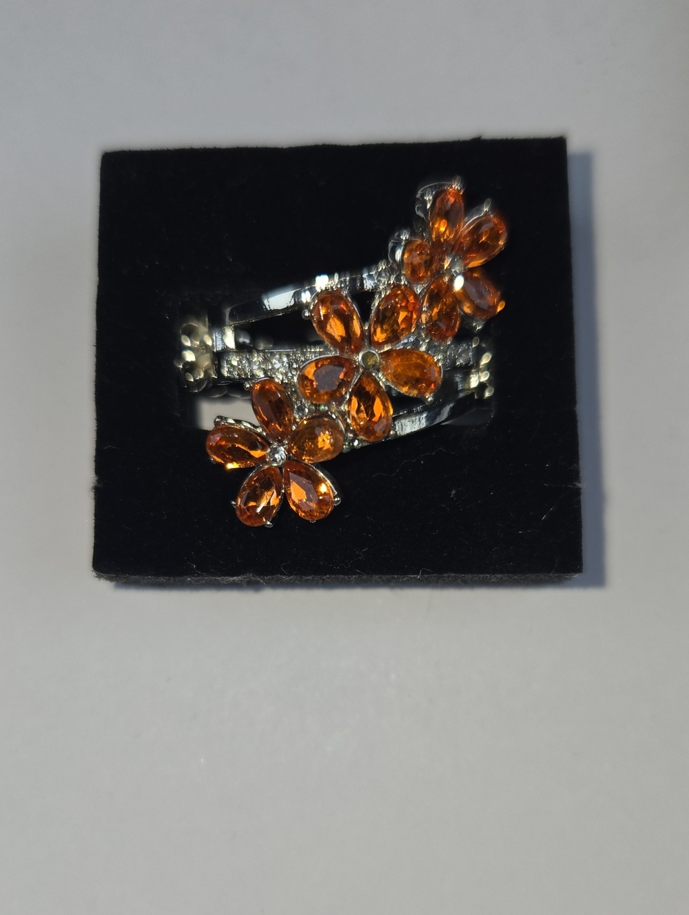 paparazzi Orange Floral Crystal Trio Ring
